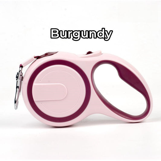 Dual-Color Automatic Retractable Dog Leash-burgundy