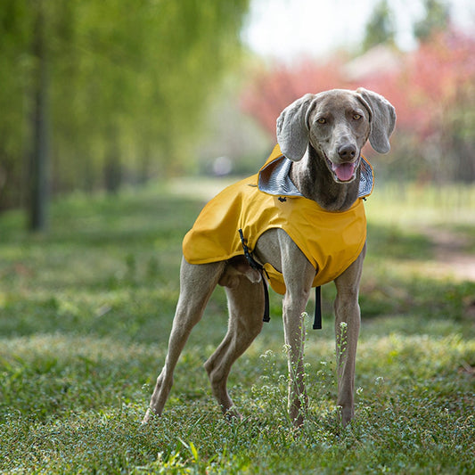 Hooded Reflective Dog Raincoat, Waterproof High-End Apparel for Large Dogs-yellow